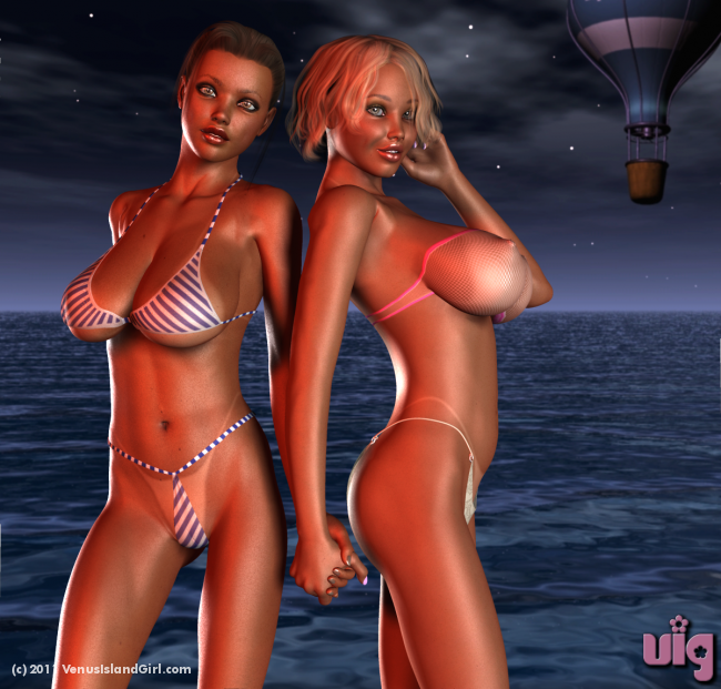 Go-go dancers Umi Suba and Kyndra Lee look ready for a bon-fire party after suns